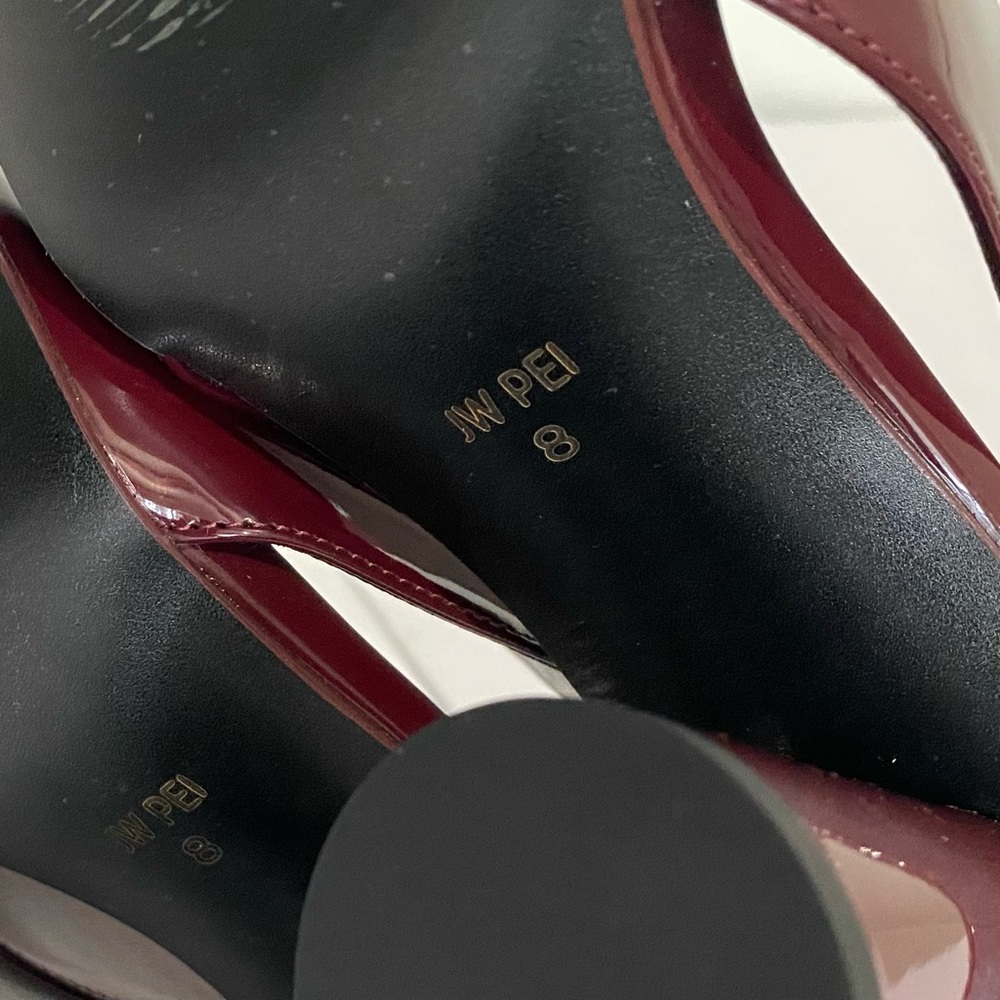 JW PEI New Vivovr Burgundy Heel Slingback Pumps Size 8 - Picture 13 of 14